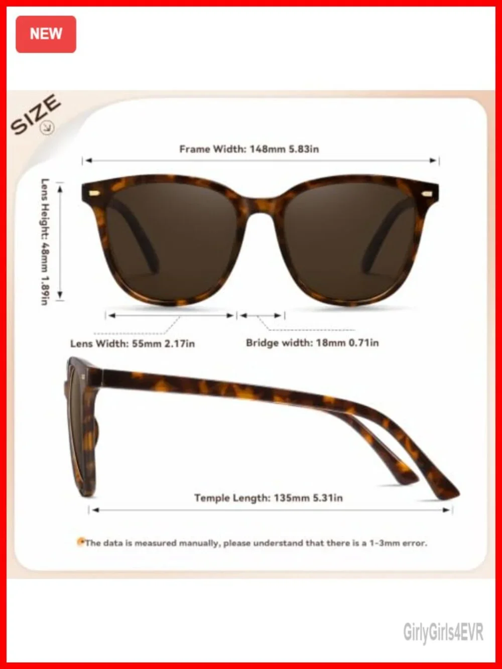 Retro Polarized Sunglasses for Women Men Big Frame Vintage Style UV400